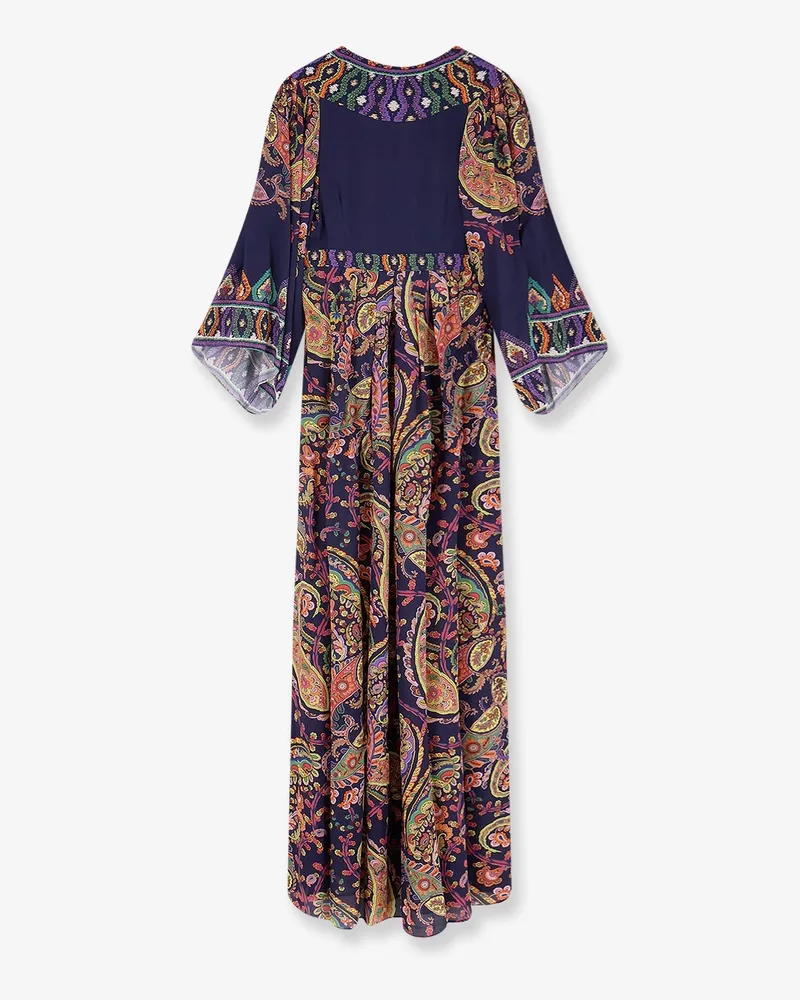Etro Women's Multicolor Viscose Long Dress Navy