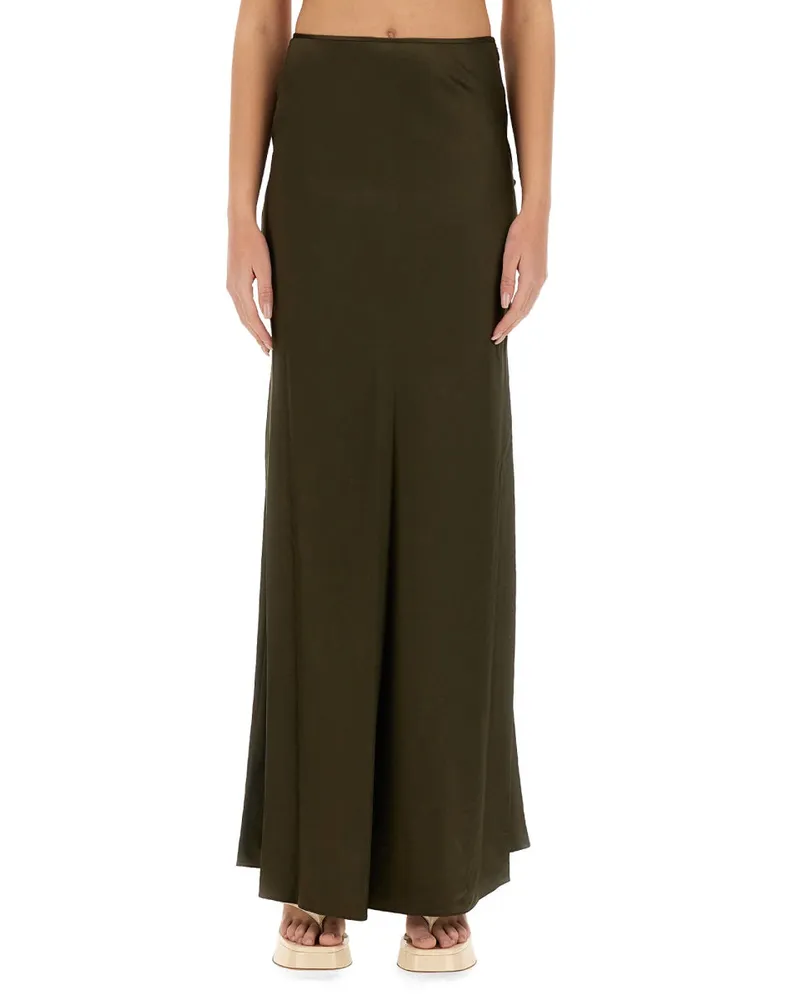 STAUD Silk Skirt — Green Green
