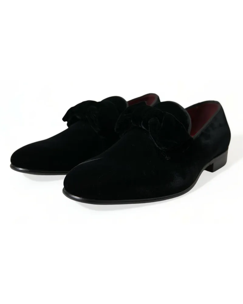 Dolce & Gabbana Men's Velvet Loafer Black Cotton Black