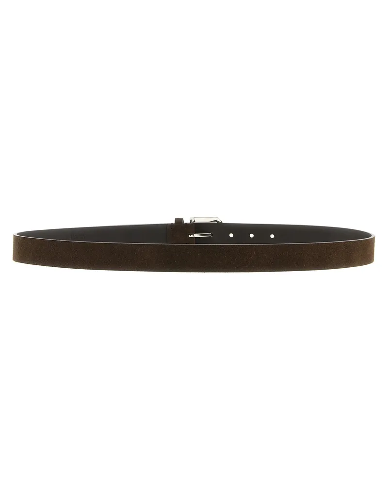 Brunello Cucinelli Inverted Leather Belt — Brown Brown