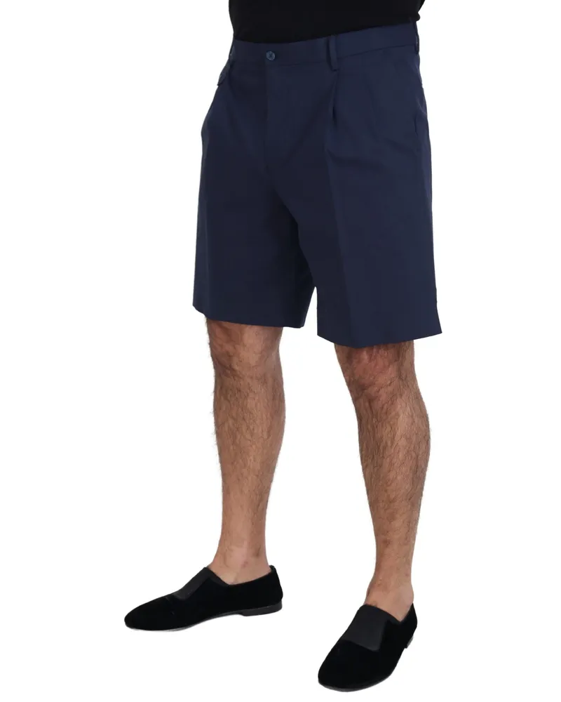 Dolce & Gabbana Men's Blue Chinos Cotton Stretch Casual Shorts Silk Elastane Navy