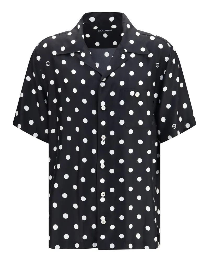 Dolce & Gabbana Polka Dot Silk Shirt — Black Black