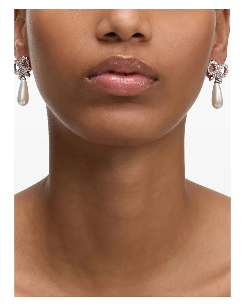 Self-Portrait Pearl Earrings — Silver Silver
