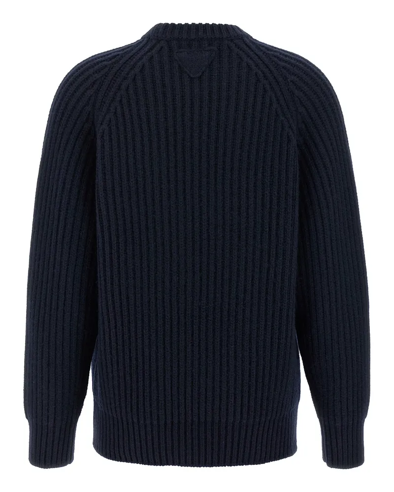 Prada Women's Blue Virgin Wool Cardigan Clothing Navy