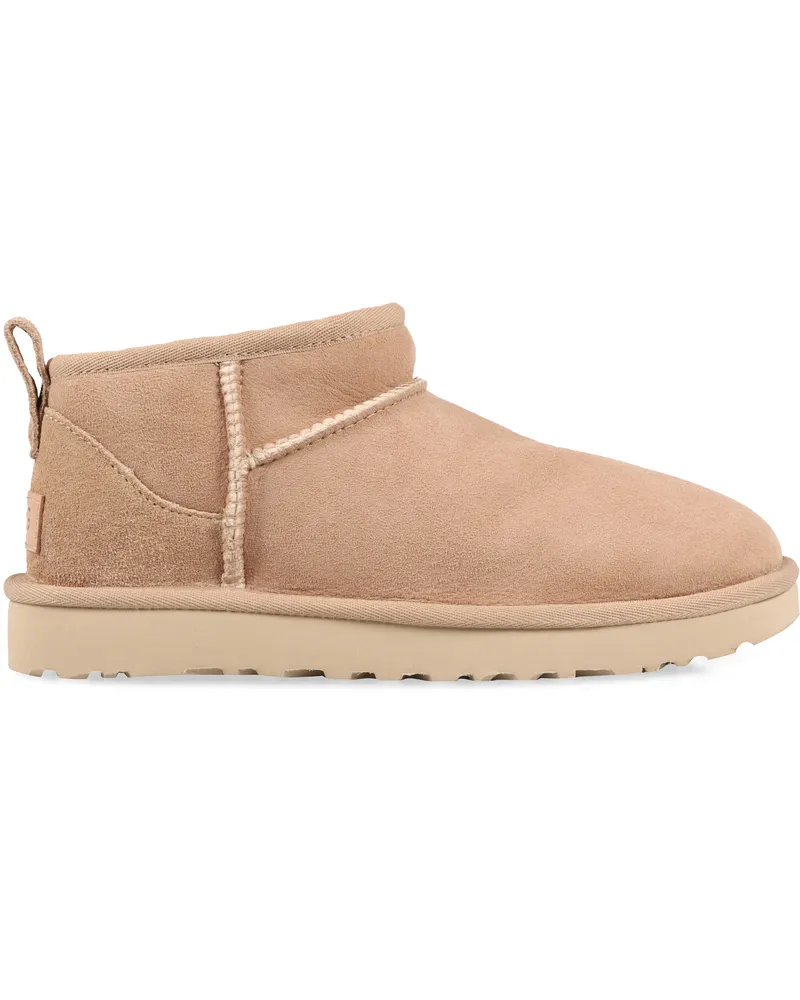 UGG Women's Classic Ultra Mini Ankle Boots Sand Ovine Leather Beige