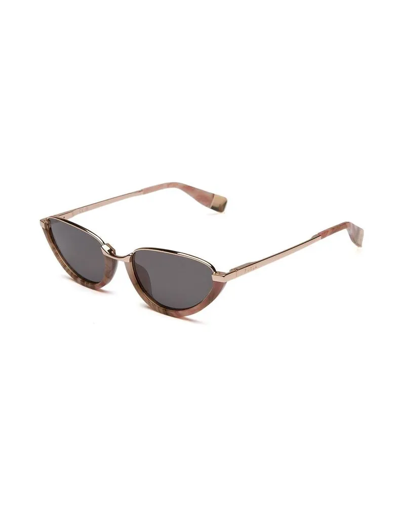 Furla SFUB16 Metal Cat-Eye Sunglasses — Gold Gold
