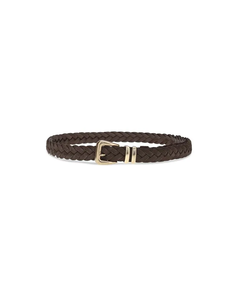Brunello Cucinelli Men's Brown Calf Leather Bos Taurus Belt Brown