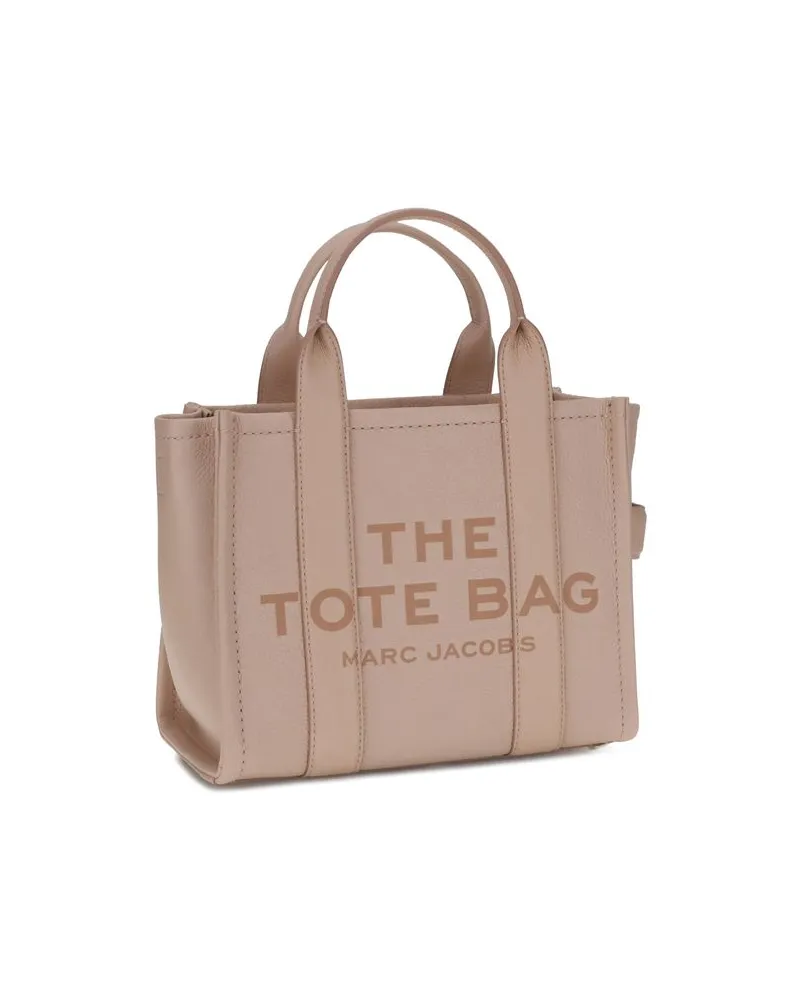 Marc Jacobs Logo-Embossed Calf Leather Tote Bag — Beige Beige