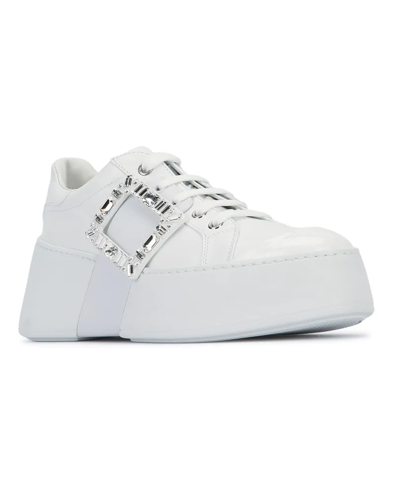 Roger Vivier Women's Viv Skate High Strass Sneakers Bianco Calfskin Fgl White