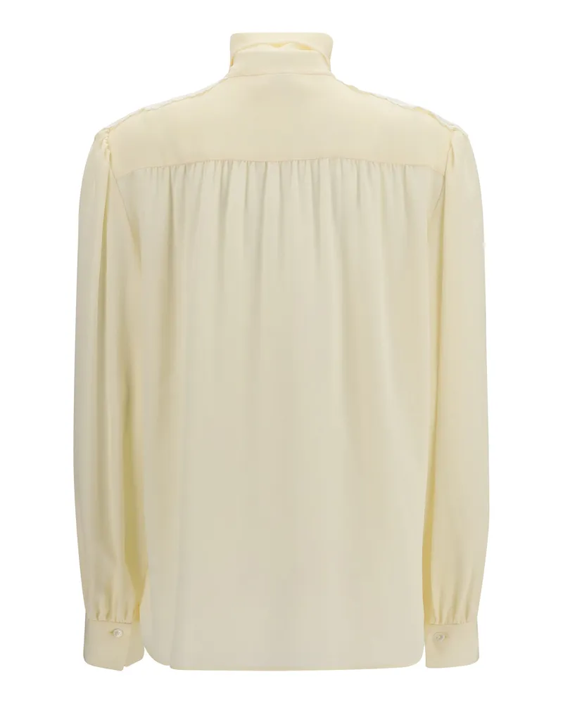 Chloé Women's Blouse With Embroidered Shoulders, Pristine White Polyester Shirt White