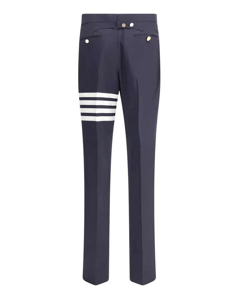 Thom Browne Wool with Signature Striped Bands Trousers — Navy Navy