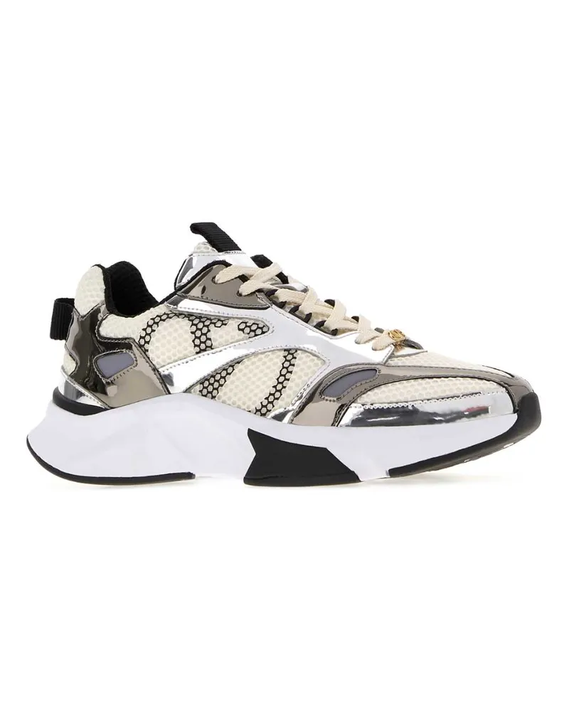 Valentino Garavani Women's Mesh And Leather Multicolor Denivee Sneakers Ivoryargentoruteniogrigionerobiane Multicolor