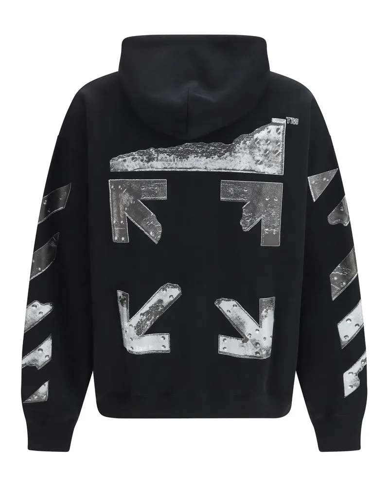 OFF-WHITE Men's Metal Arrow Skate Hoodie Black Cotton Sweatshirts Sweater Black