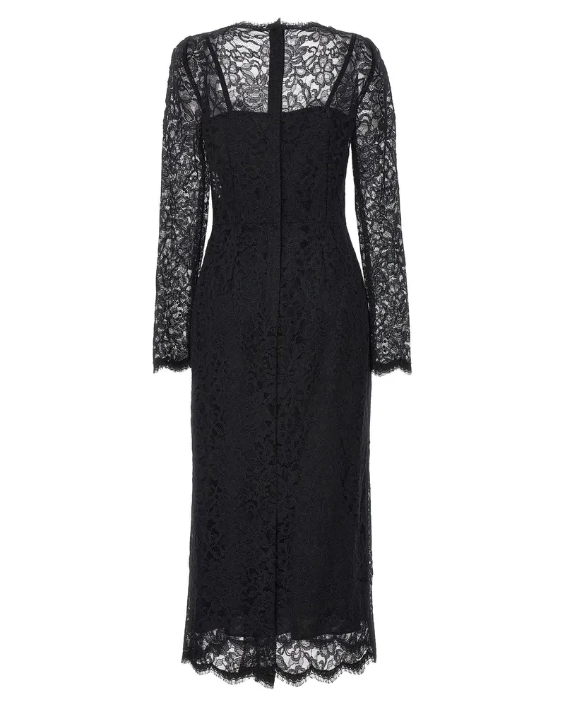 Dolce & Gabbana Lace Midi Dress — Black Black