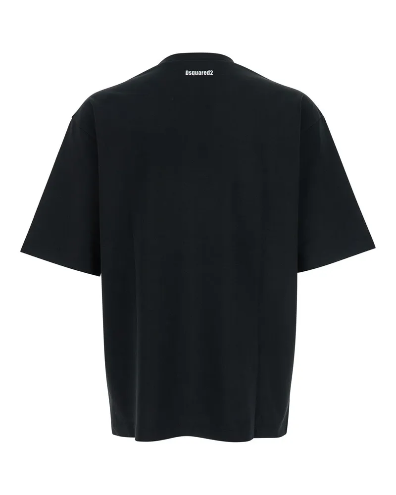 Dsquared2 Logo-Embroidered Cotton T-Shirt — Black Black