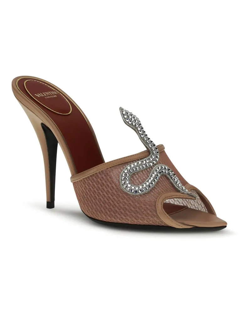 Valentino Garavani Women's Coeur Vipère Sandals With Mesh Light Phard-Light Phard-Crystal Phard/light Phard/crystal Beige