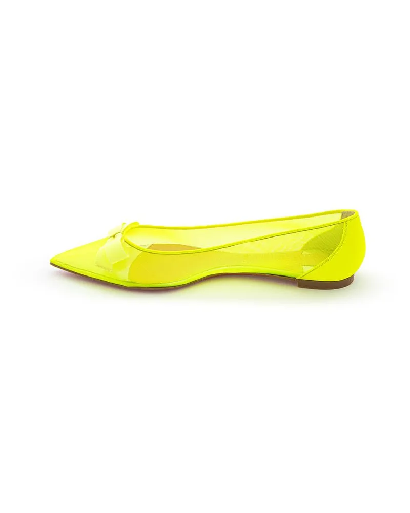 Christian Louboutin Women's Yellow Mesh Ballet Flats Yellow