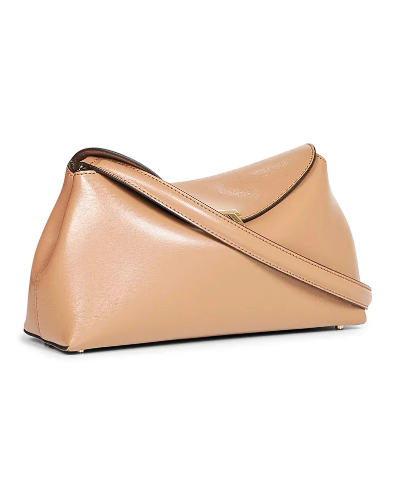 Totême Women's Clutch Bag T-Lock Camel Calf Leather Handbags Hand Camel