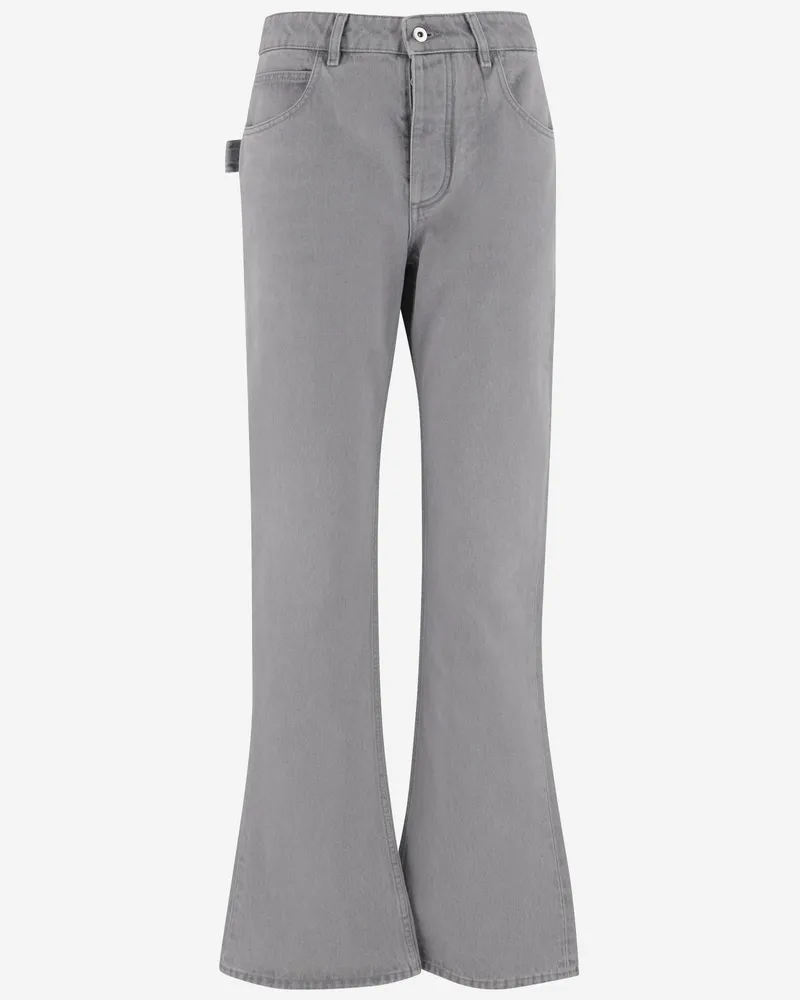 Bottega Veneta Women's Jeans Flared Denim Wash Light Grey Cotton Trousers Gray