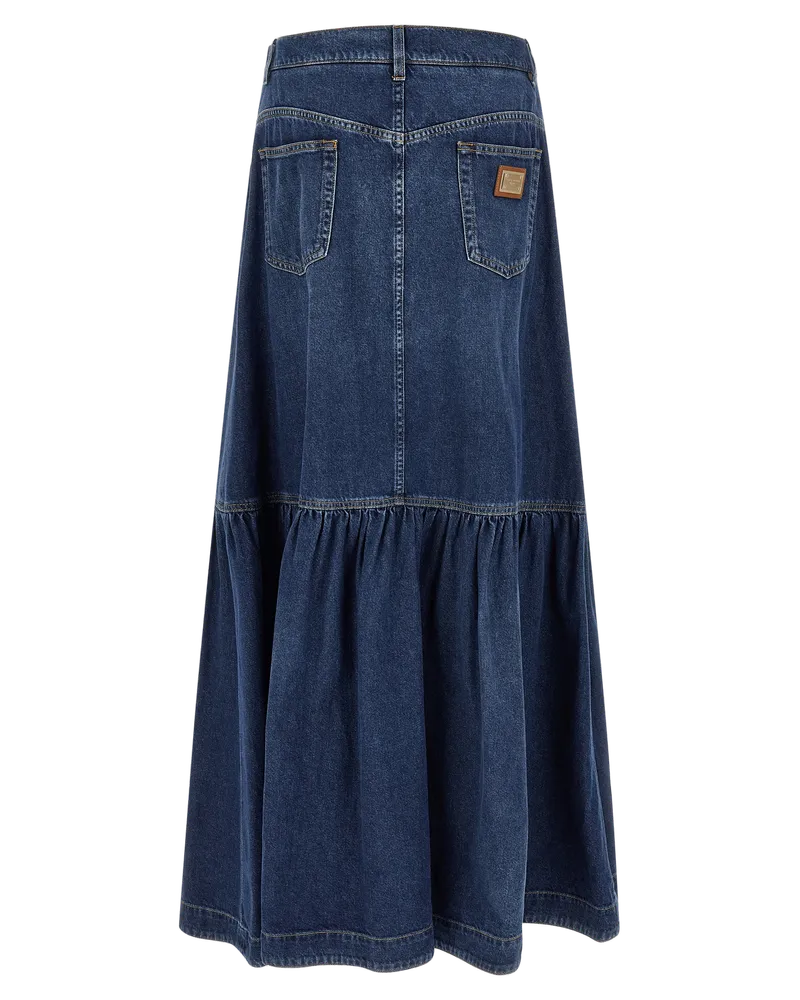 Dolce & Gabbana Button-Front Denim Skirt — Blue Blue