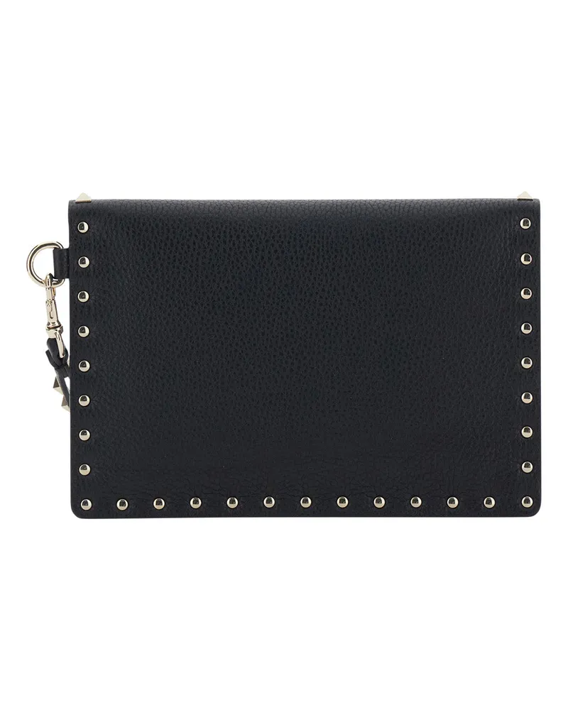 Valentino Garavani Women's Leather Envelope Clutch Black Calf Bags Black