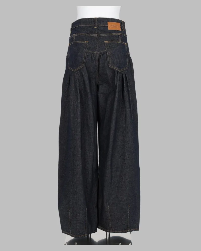 Ganni Corset Waist Textured Denim Jeans — Blue Blue