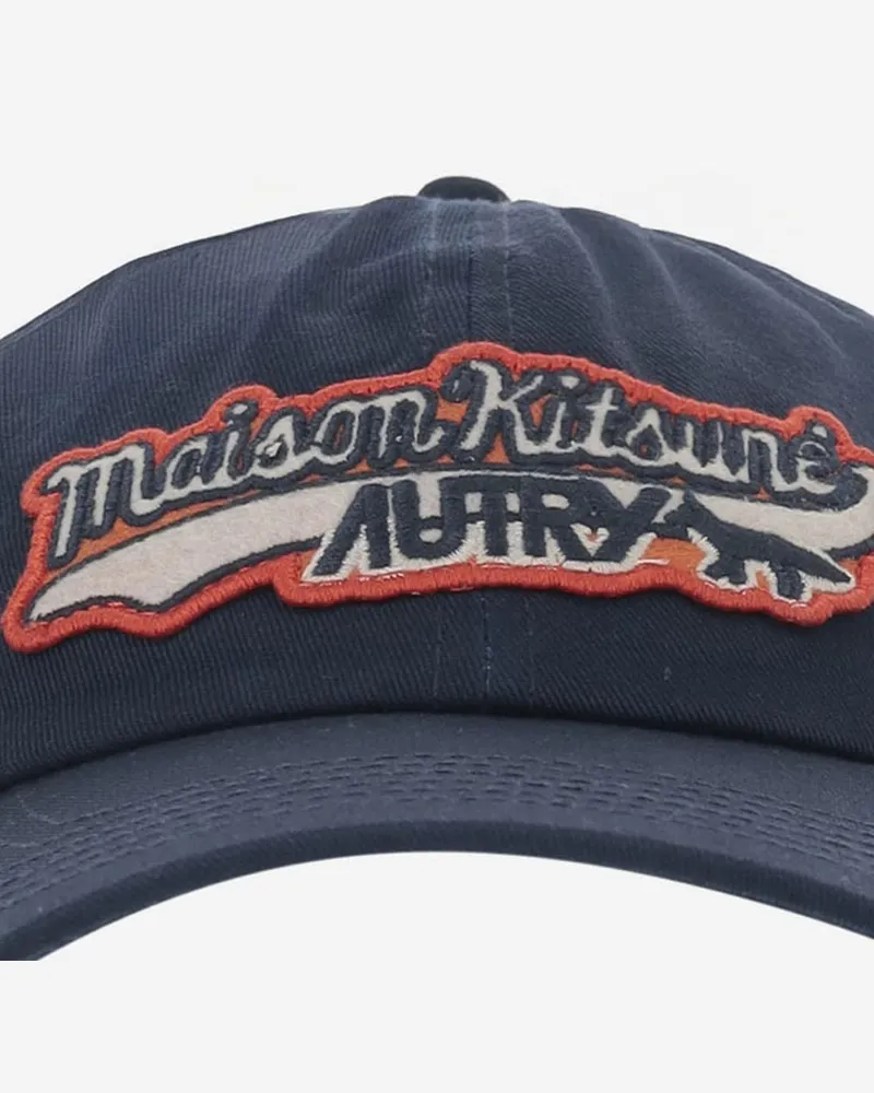 AUTRY Men's X Maison Kitsuné Baseball Cap Navy Cotton Hat Navy