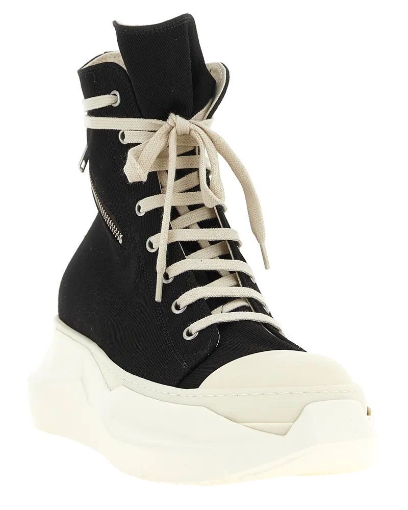 DRKSHDW by Rick Owens Cotton Canvas High-Top Sneaker — Black Black