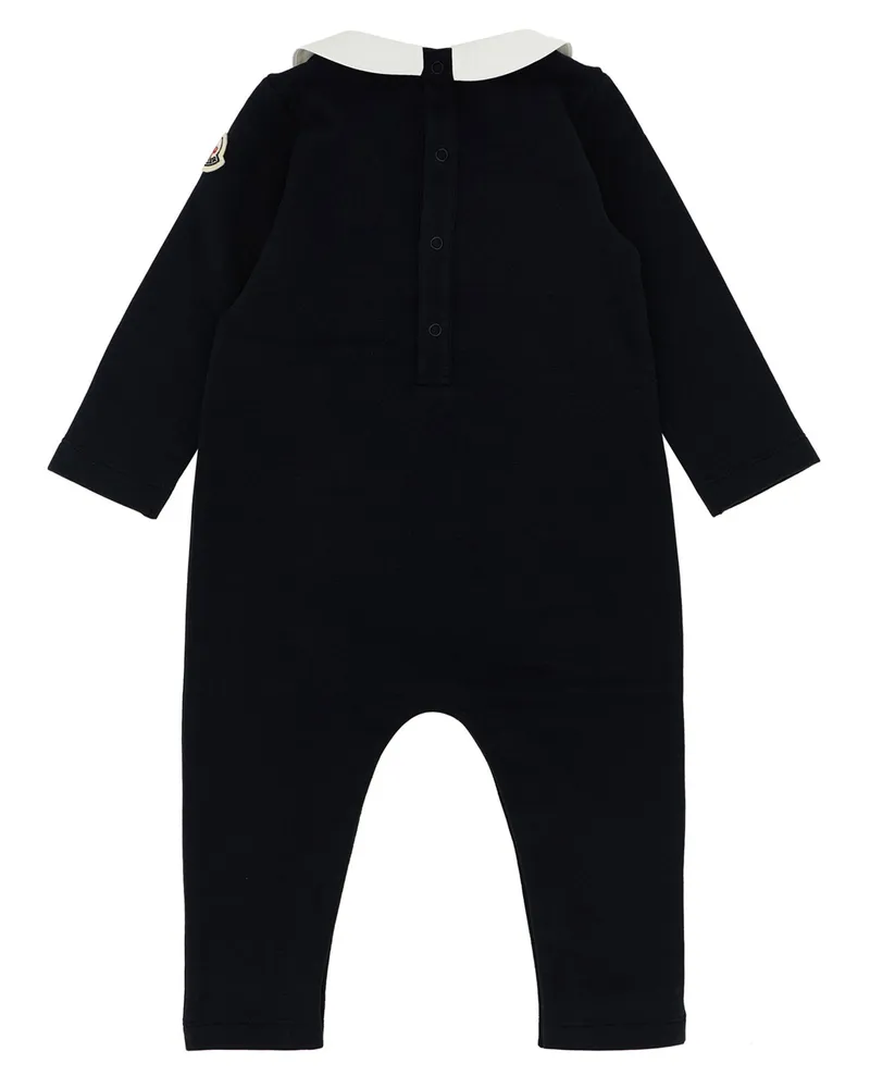 Moncler Logo-Embroidered Cotton Bodysuit — Black Black