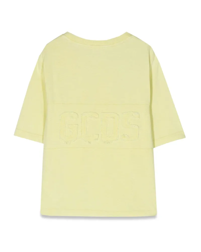 GCDS Logo-Print Cotton T-Shirt — Yellow Yellow