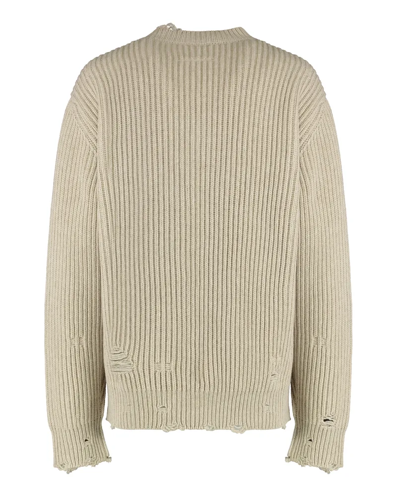 Maison Margiela Women's Wool Blend Sweater With Distressed Details Beige Beige