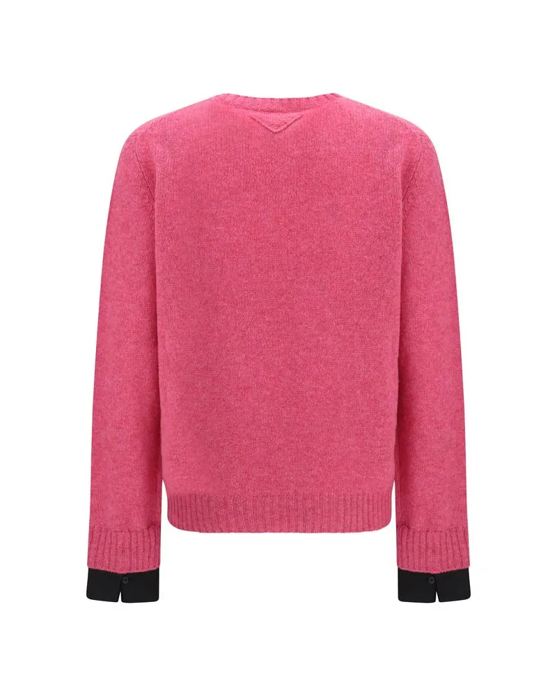 Prada Merino Wool Crewneck Sweater — Pink Pink
