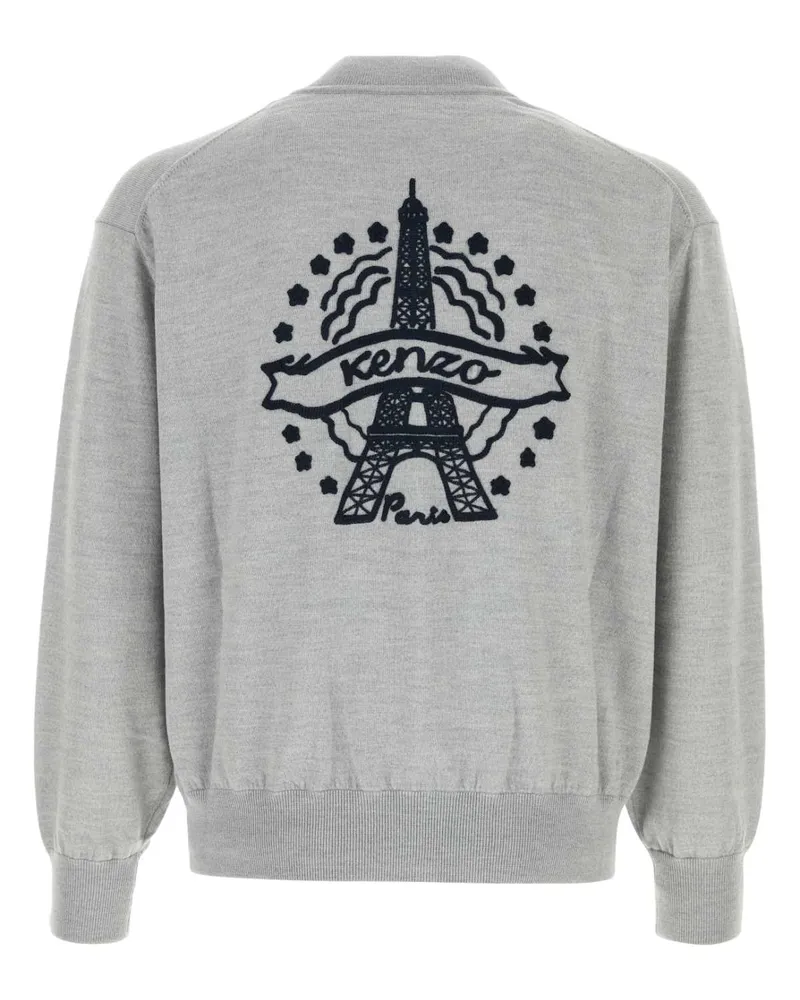 Kenzo Wool Zip-Through Cardigan Pearlgrey