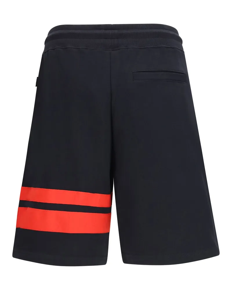 GCDS Men's Regular Logo Sweat Shorts Black-Red Cotton Bermuda Black/red Black
