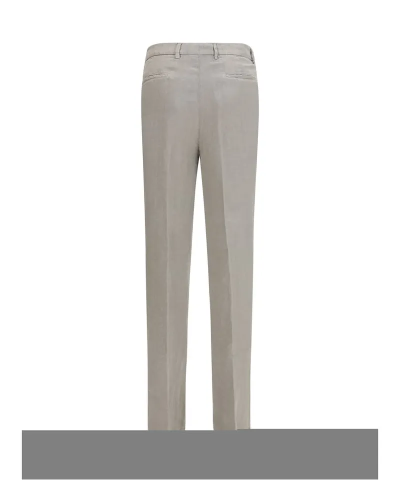 Brunello Cucinelli Garment-Dyed Linen Trousers — Gray Gray