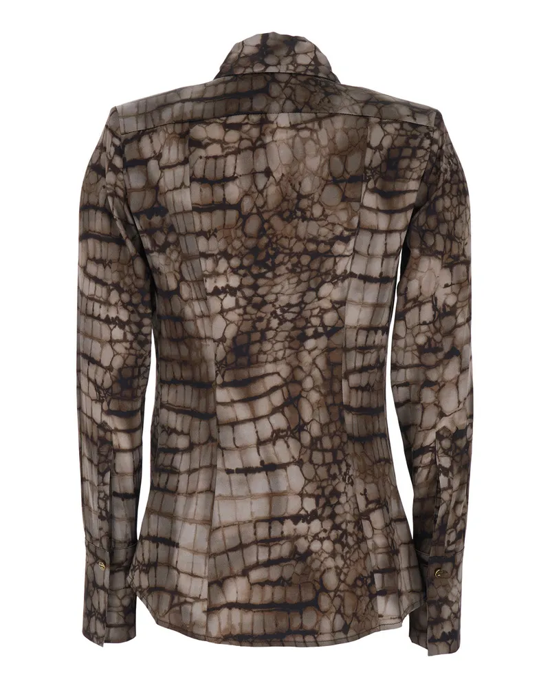Elisabetta Franchi Women's Classic-Collar Blouse Brown Viscose Blouses Shirt Brown