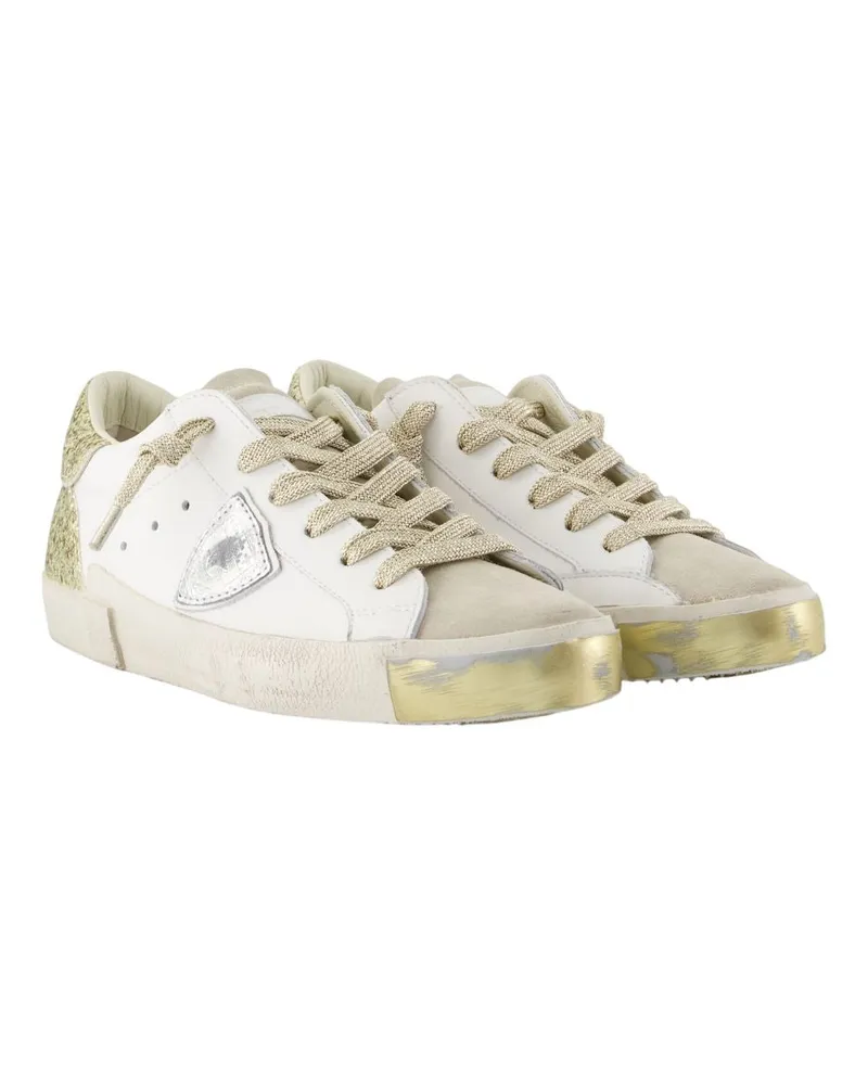 Philippe Model Women's Prsx Low Sneakers -  Leather White Calfskin Shoes White