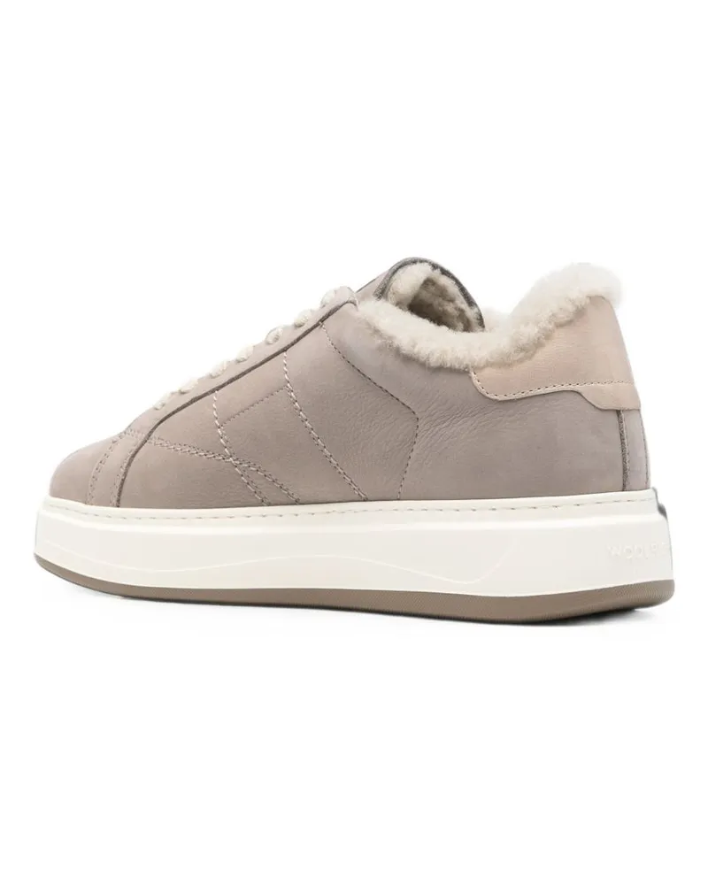 Woolrich Shearling-Lined Leather Sneaker — Grey Grey