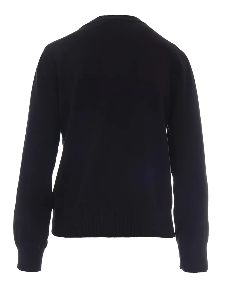 Ganni Women Crew Neck Sweater Graphic Banana Black Organic Cotton Jumpers Black