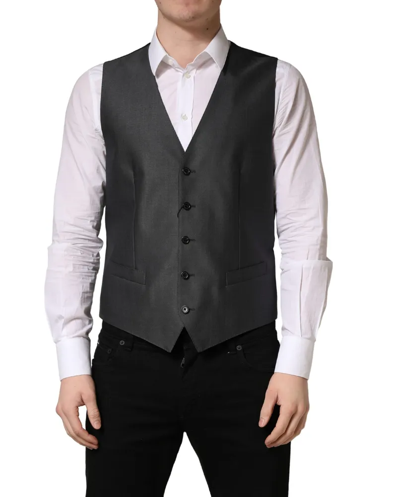 Dolce & Gabbana Virgin Wool and Silk Vest — Black Black