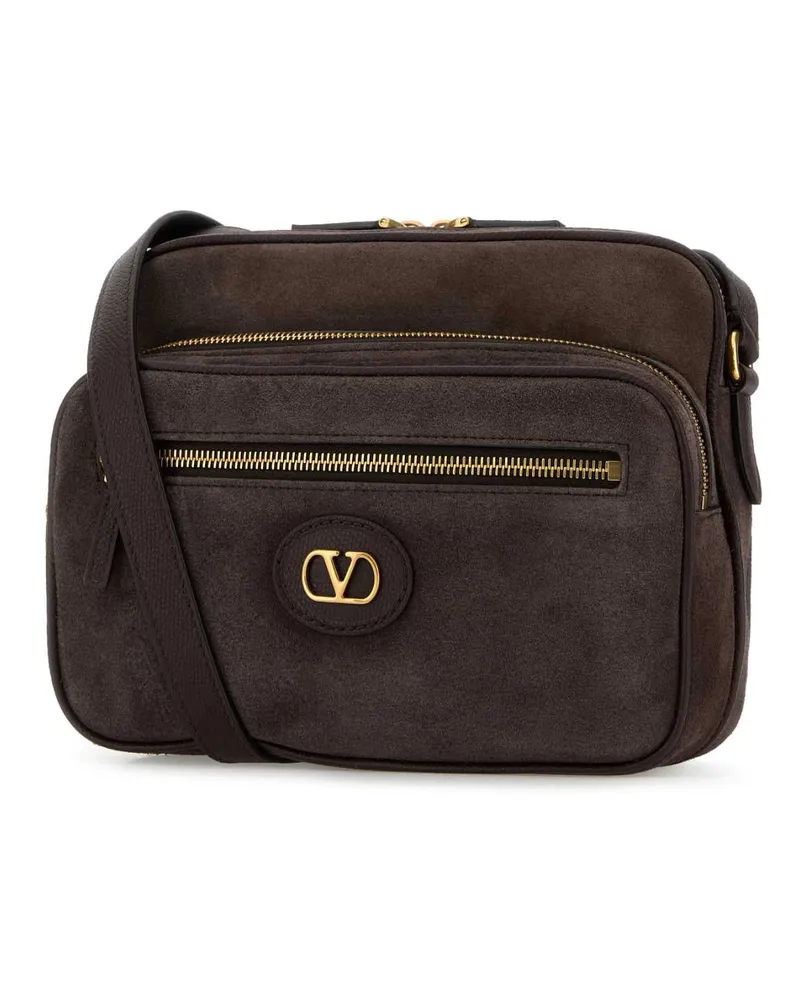 Valentino Garavani Men's Dark Brown Suede Antibes Crossbody Bag Testadimorooakbrown Cowhide - Bos Taurus Borse A Tracolla Brown