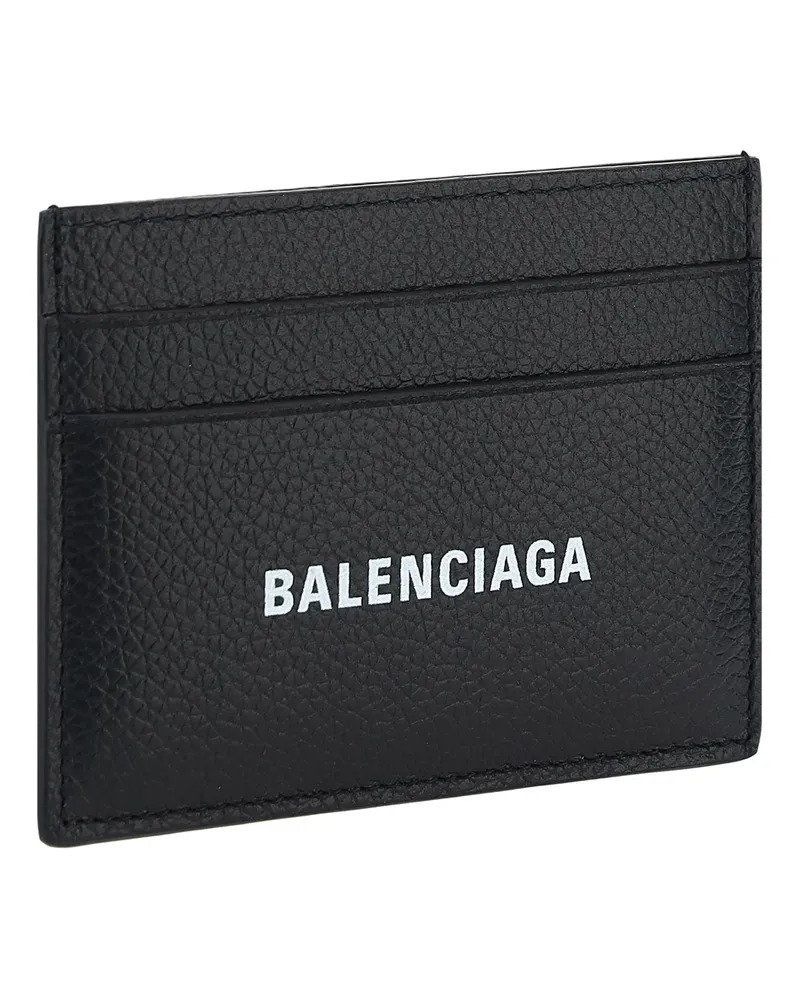 Balenciaga Men's Leather Cardholder Black - White Calf Bos Taurus Wallet Black