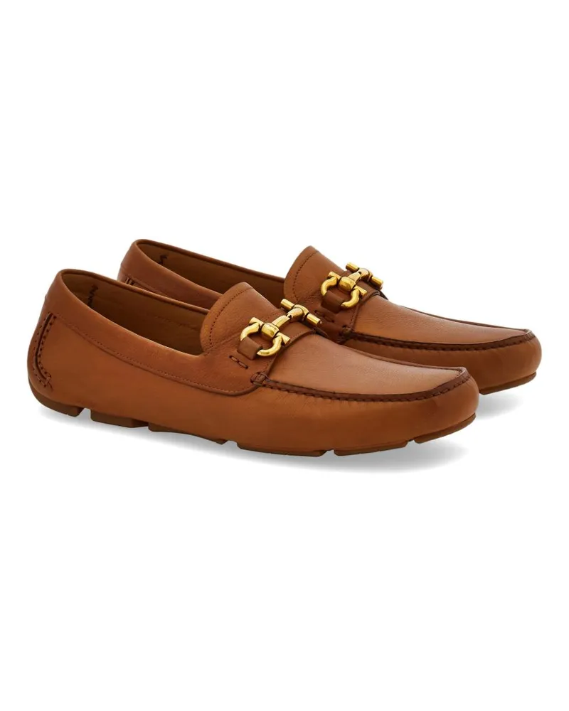 Ferragamo Gold-Tone Hardware Loafer — Brown Brown