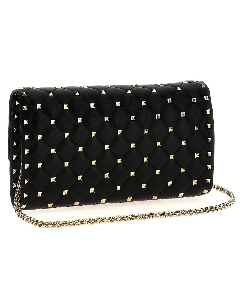 Valentino Garavani Rockstud Spike Nappa Leather Shoulder Bag — Black Black