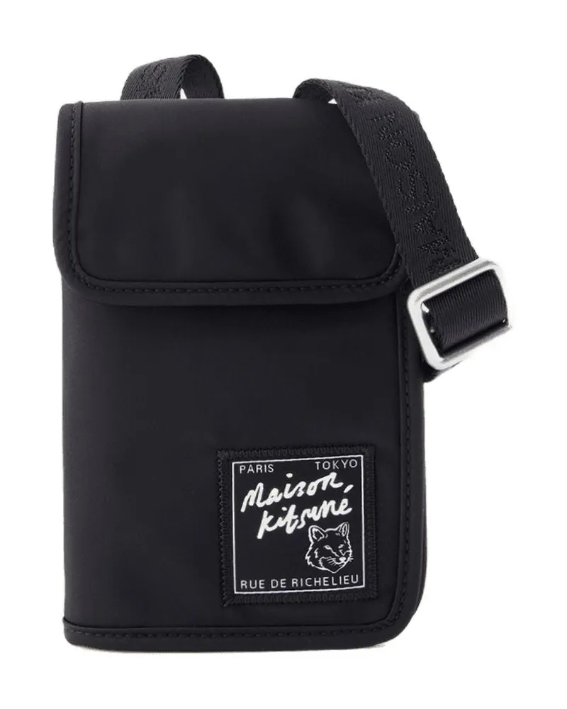 Kitsuné Men's The Traveller Neck Pouch -  Synthetic Black Bags Crossbodies Black
