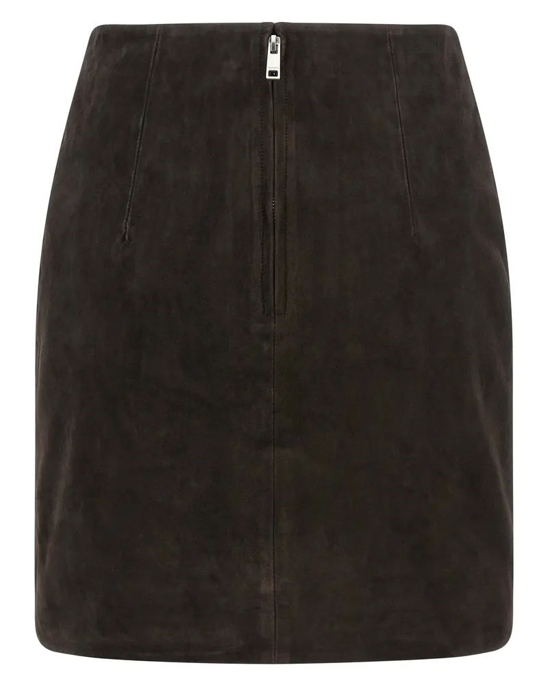 ROTATE Birger Christensen Suede-Effect Tailored Skirt — Black Black
