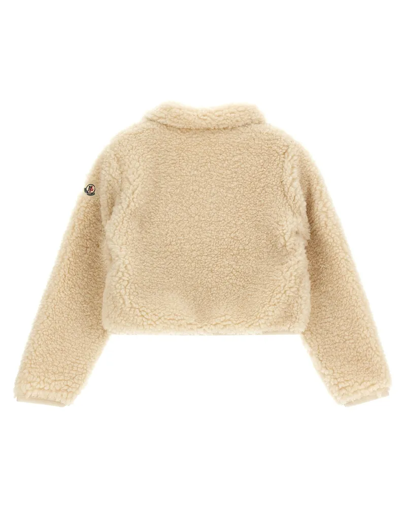 Moncler Teddy-Effect Fleece Sweatshirt — Ivory Ivory