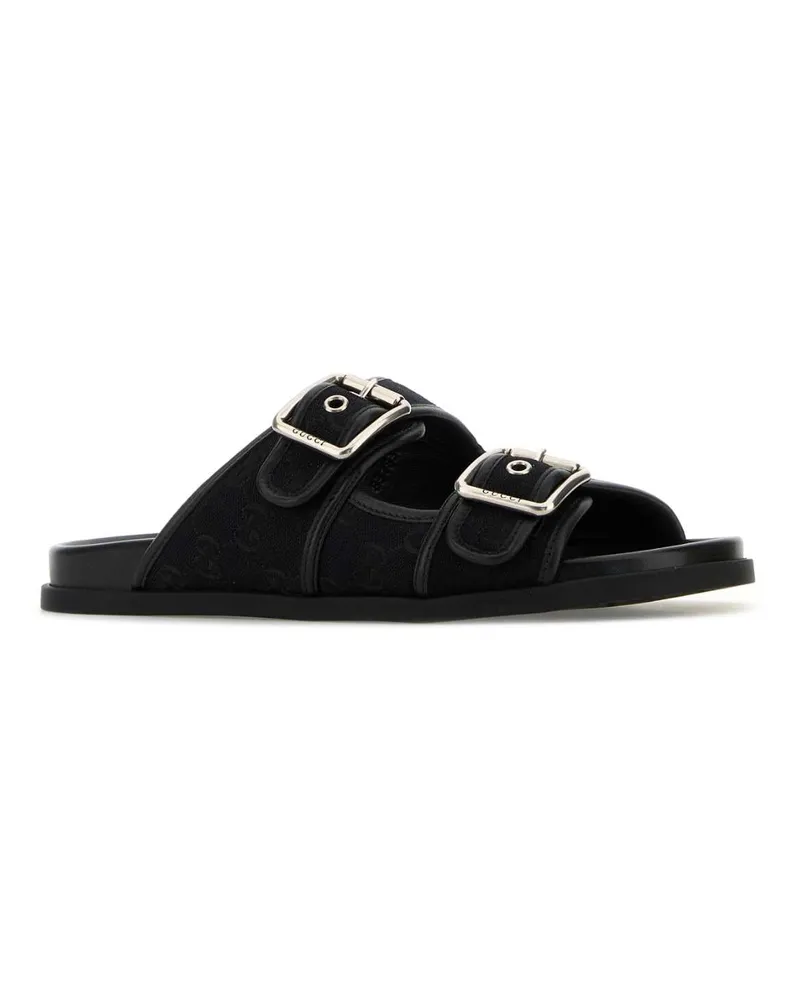 Gucci Men's Gg Fabric Slippers Black-Black Black/black Flat Shoes Black
