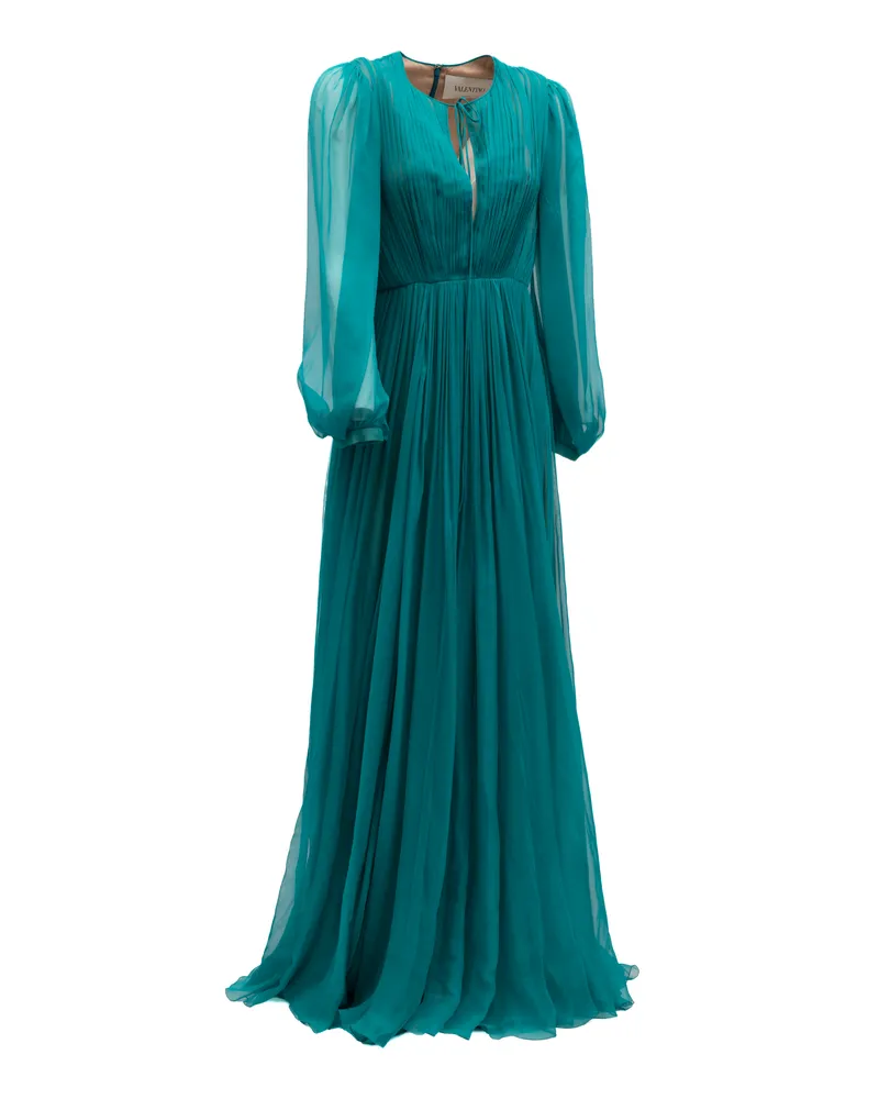 Valentino Garavani Women's Teal Long Cocktail Dress Teal