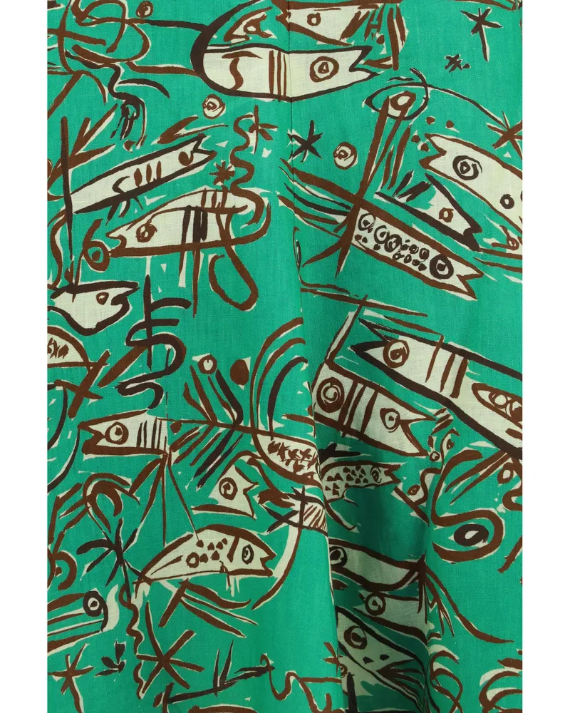 ALEMAIS Women's Dress Fish Sticks Mini Linen Green Green